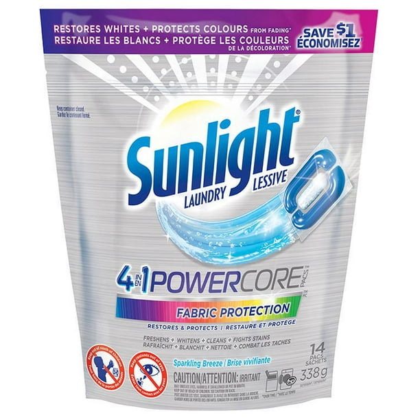 Sunlight Laundry Sunlight® 4-in-1 Powercore Pacs™ Sparking Breeze Laundry Fabric Protection