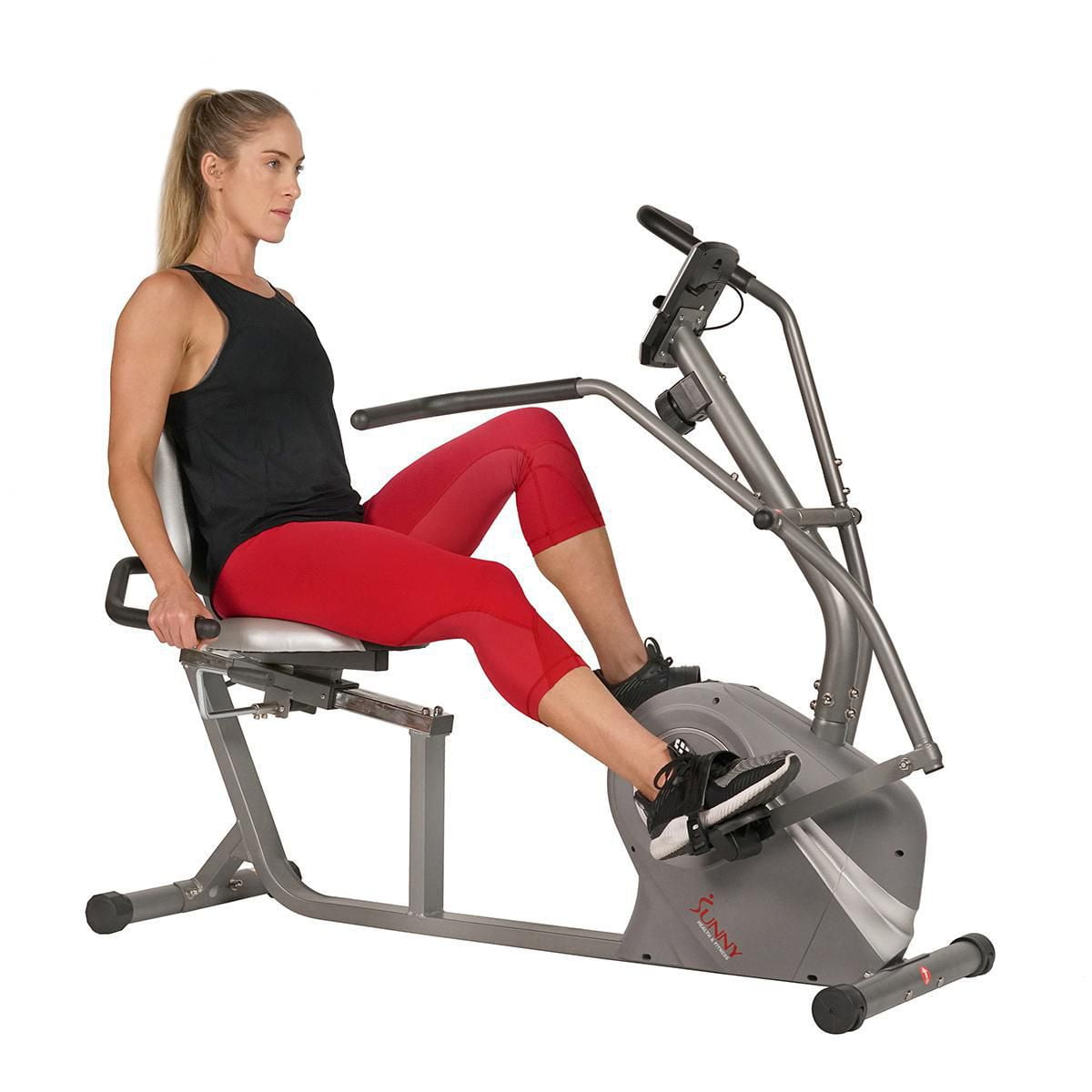 Sunny Health Fitness Cross Trainer Magnetic Recumbent Bike with Arm Exercisers SF RB4936 Walmart