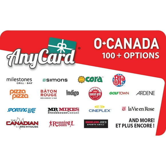 AnyCard Canada $100 eCarte-Cadeau (Livraison par e-email)