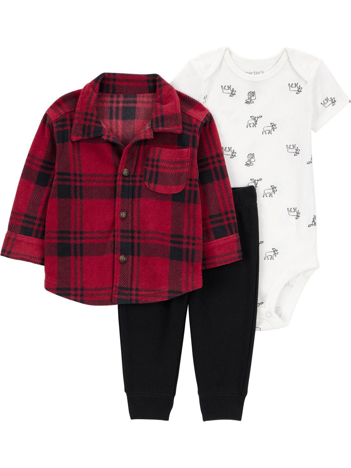 Carter's Child of Mine Baby Boys' Cardigan Set - Red Check Moose, Sizes: Preemie 24 Months