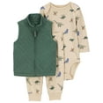 thumbnail image 1 of Carter's Child of Mine Baby Boys' Vest Set - Green Dino, 1 of 7