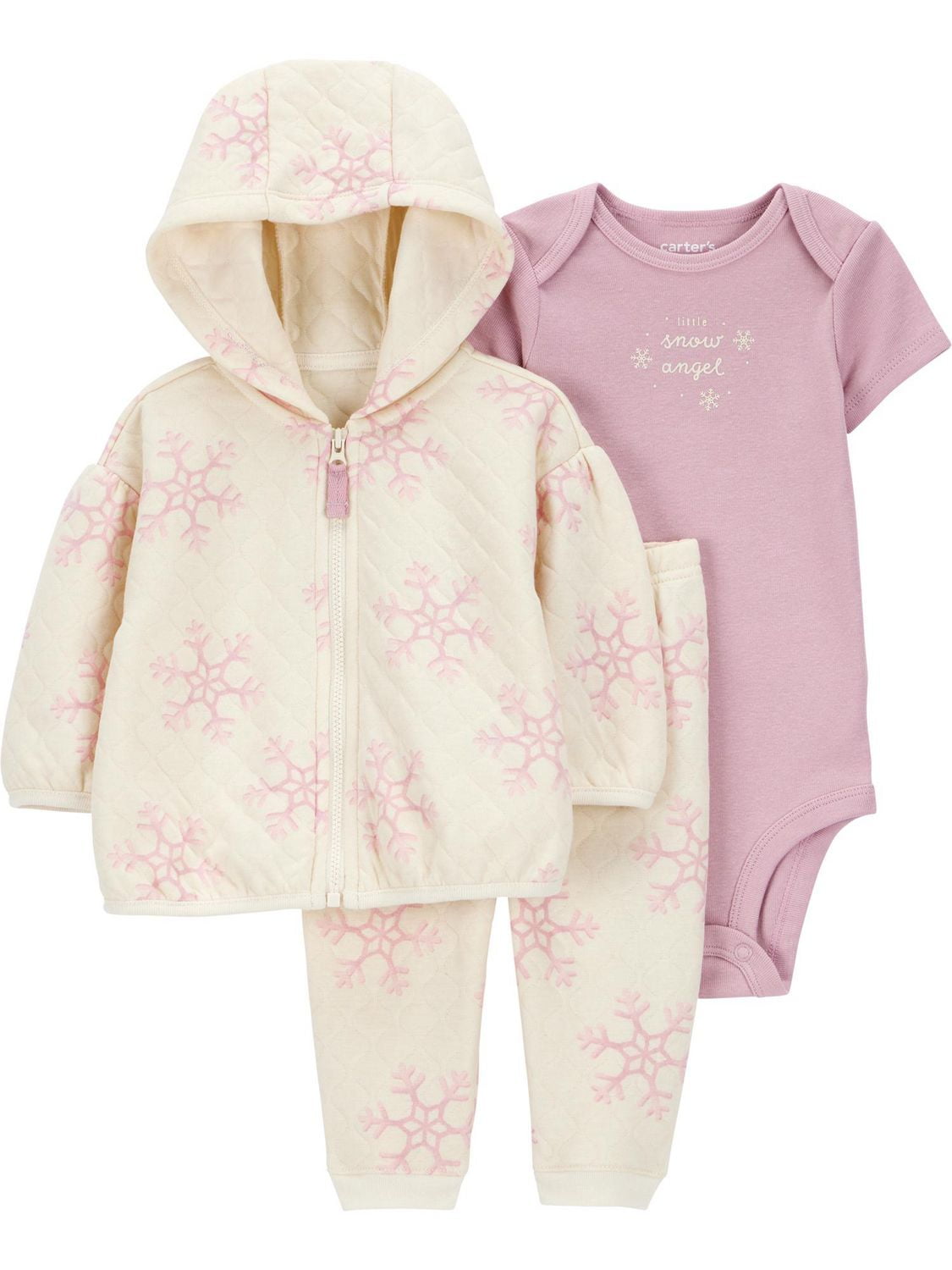 Carter's Child of Mine Baby Girls' Cardigan Set - Pink Snowflake, Sizes: Preemie 24 Months