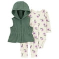 thumbnail image 1 of Carter's Child of Mine Baby Girls' Vest Set - Olive and Purple Floral, 1 of 7
