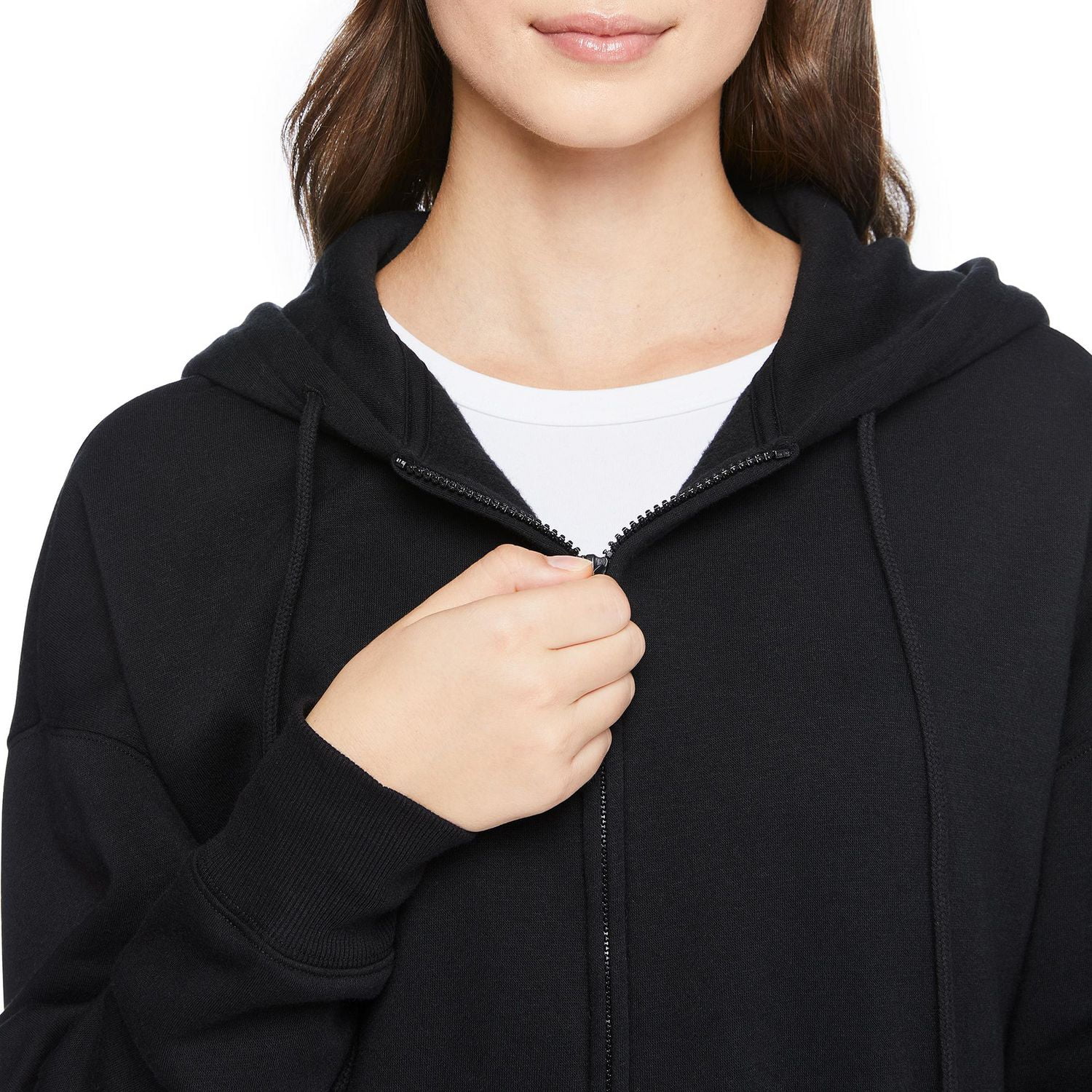 Zip up jacket with no clearance hood