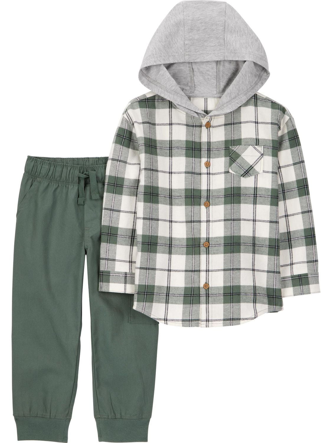 Child of Mine Toddler Boys' 2 Piece Set - Green Plaid