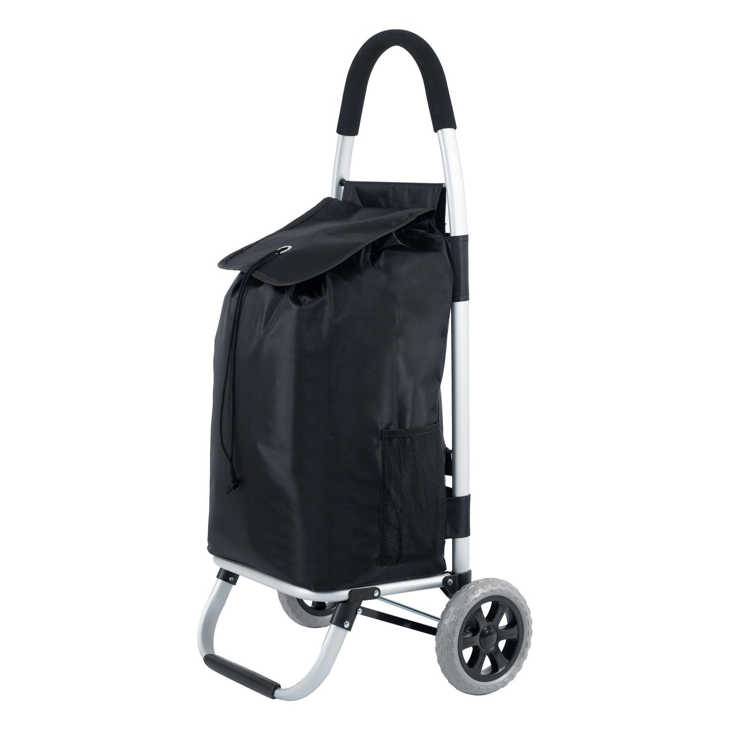 Folding shopping tote cart in inplace grey