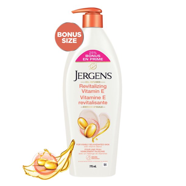 BONUS size Jergens Revitalizing Vitamin E Moisturizer & Body Lotion for