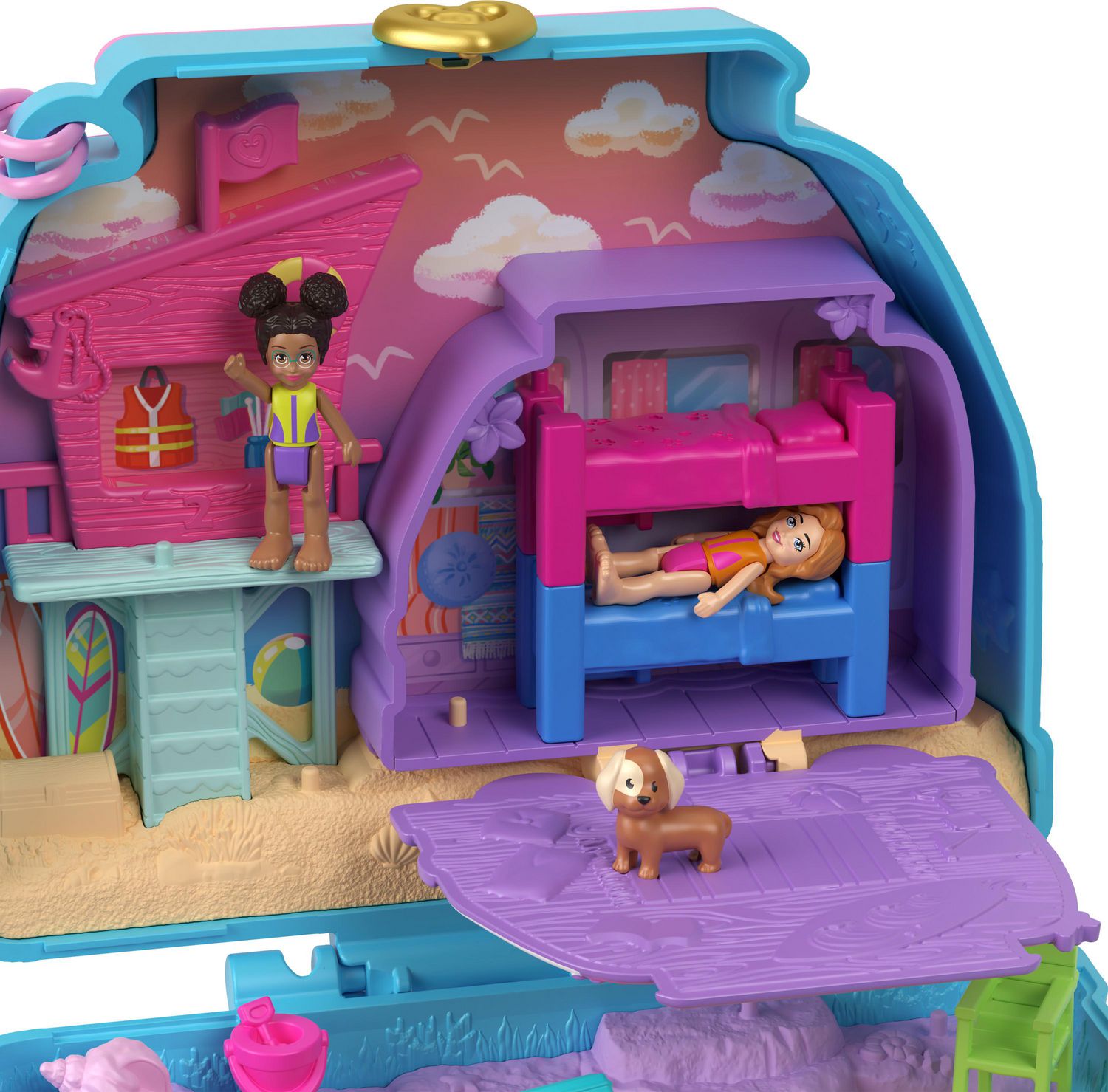 Polly Pocket Dolls and Playset Travel Toys Seaside Puppy Ride