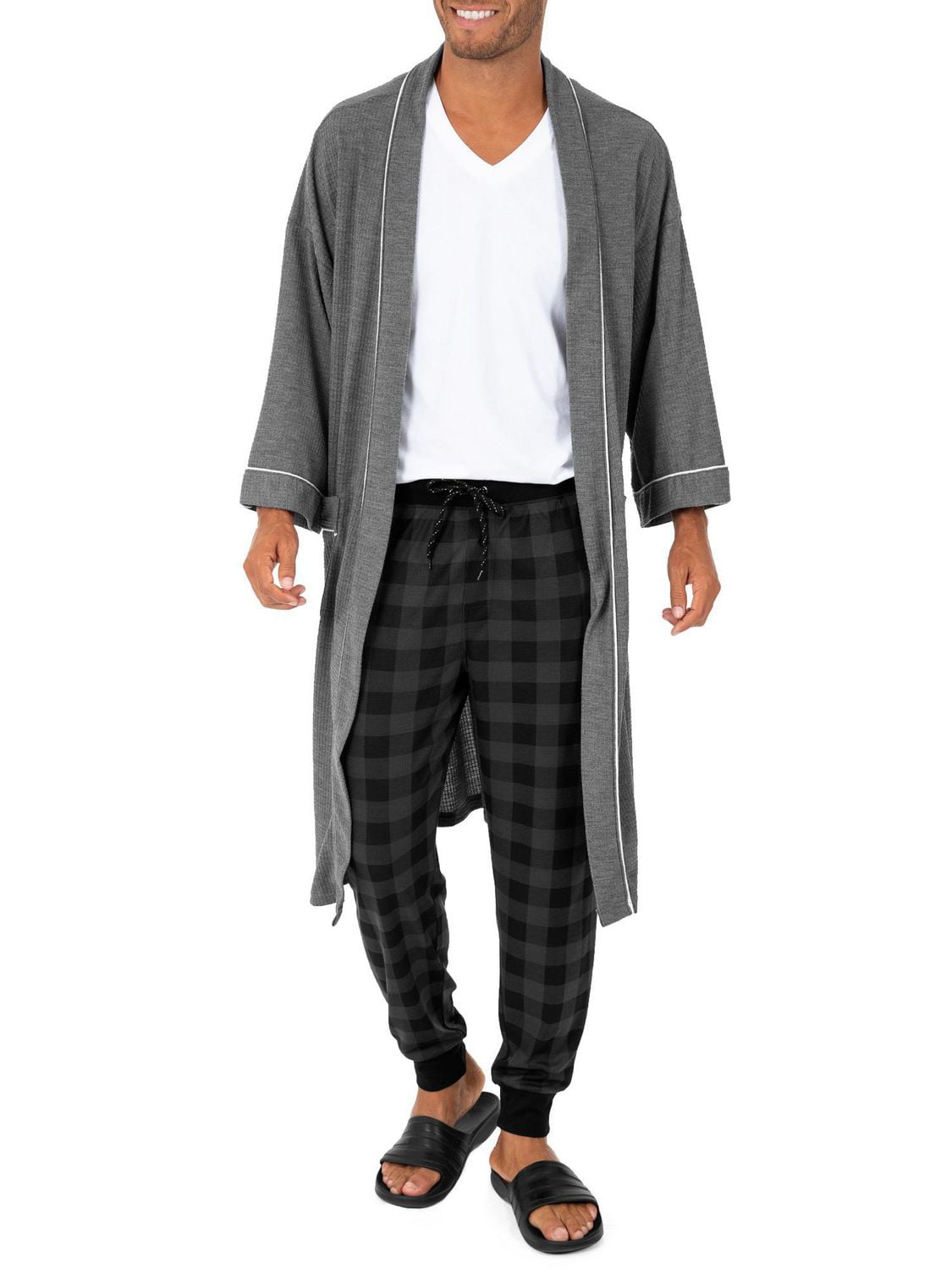 Fruit of the Loom Men s Knit Waffle Modern Fit Jogger Sleep Pant Grey Walmart