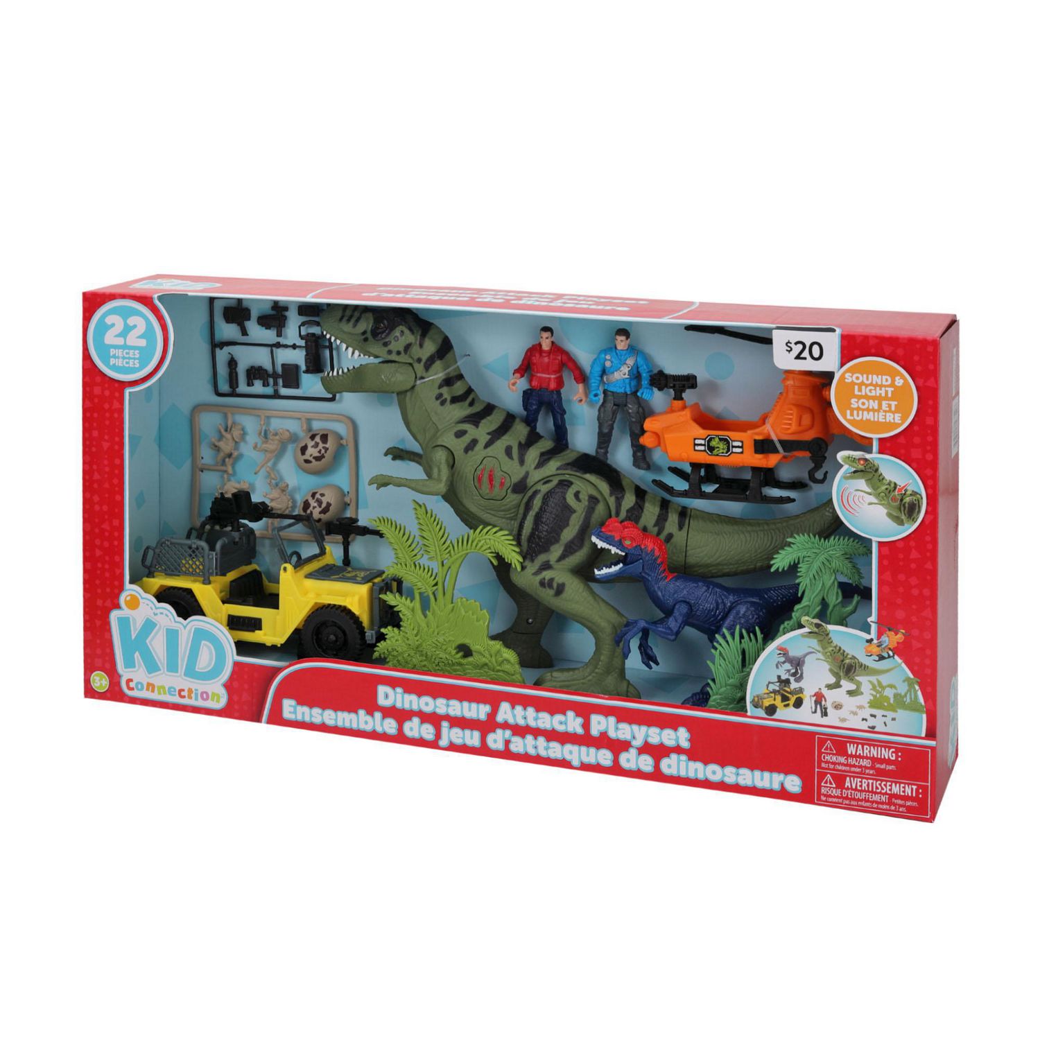 New Kid Connection Dinosaur Attack Play Set Light & Sound 22 Pieces Ages 3 