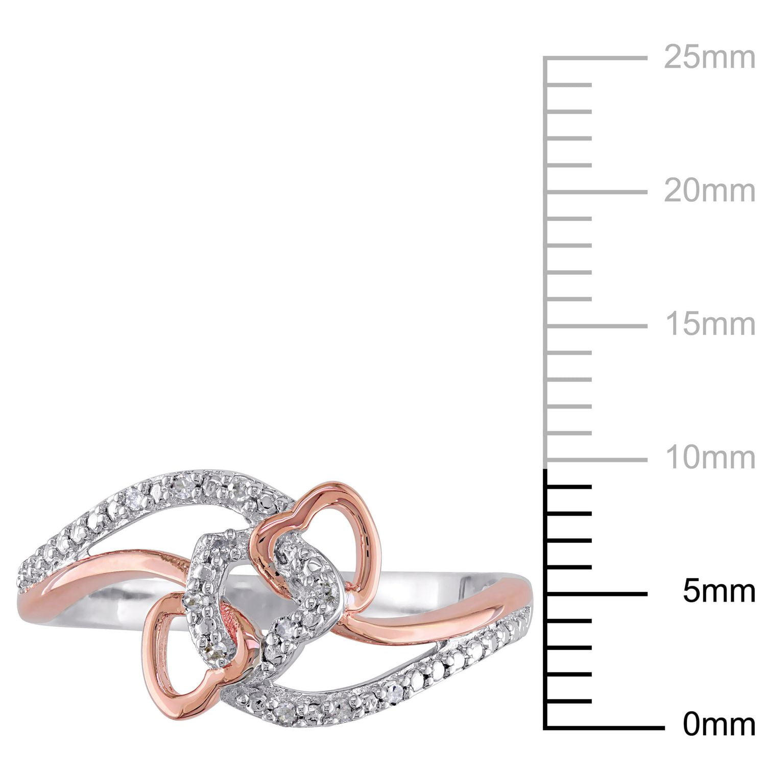 Miabella Diamond-Accent Two-Tone Sterling Silver Interlocking-Heart Ring
