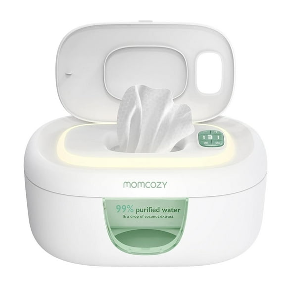 Chauffe lingettes Momcozy, design innovant à ressort, distributeur de lingettes de grande capacité, chauffage rapide et uniforme, 4 modes de contrôle de la température, chauffe lingettes avec lumière de nuit