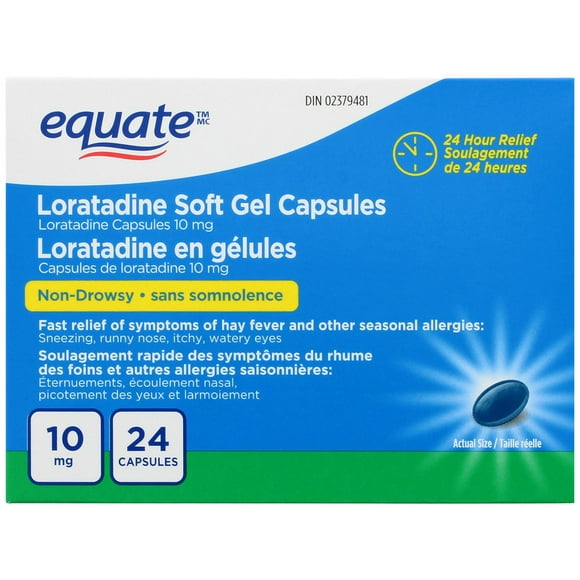 Loratadine Liquid Gel Capsules 10 mg, Pack of 24