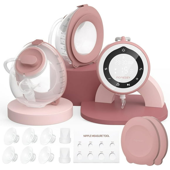 Tire-lait Momcozy V1 Pro de qualité hospitalière, portable et mains libres, tire-lait électrique amélioré avec 3 rythmes ajustés et 15 niveaux, livré avec bride étanche à double emboîtement, rouge confortable.