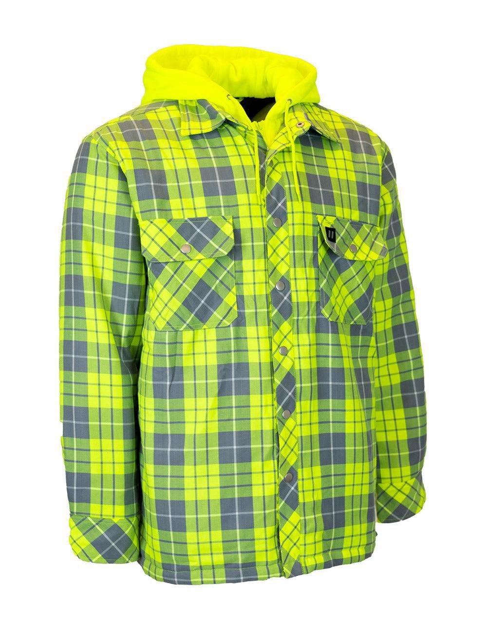 Forcefield Hi Vis Hooded Plaid Quilt-Lined Flannel Shirt Jacket<br>*On-Line Exclusive