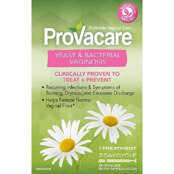 Provacare Probiotic Vaginal Care, traite et prévient naturellement les levures vaginales et les infections bactériennes chez les femmes, traitement de 7 jours, 14 unités Soins vaginaux probiotiques, traitement naturel contre les levures vaginales et les infections bactériennes pour les femmes