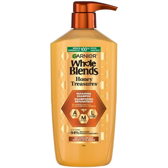 Garnier Whole Blends Honey Treasures Repairing Shampoo, For Damaged and Dry Hair, 1180 mL