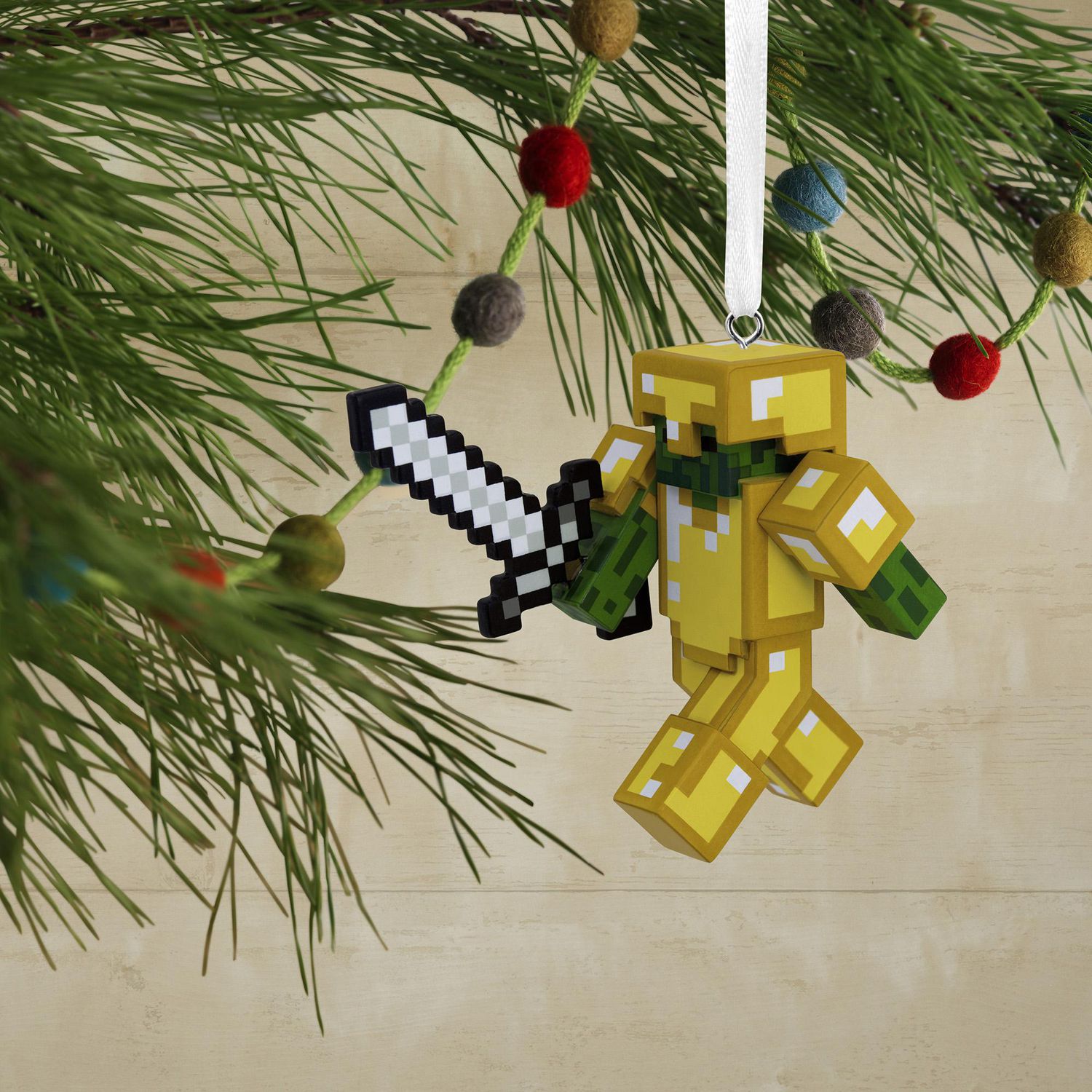 Hallmark Minecraft Zombie With Sword and Armor Christmas