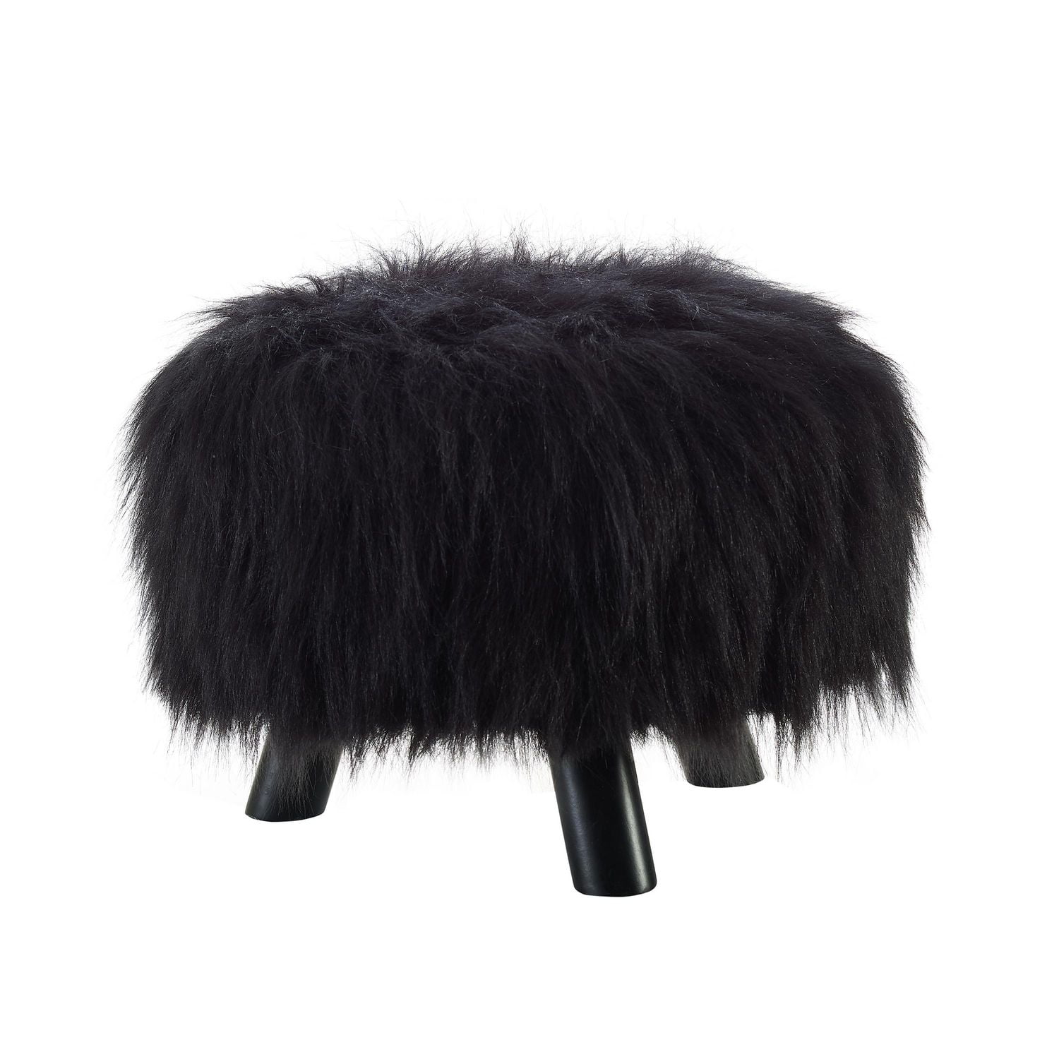 black faux fur stool