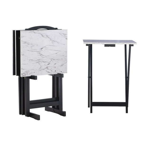 Giles White Faux Marble Tray Table Set Walmart.ca