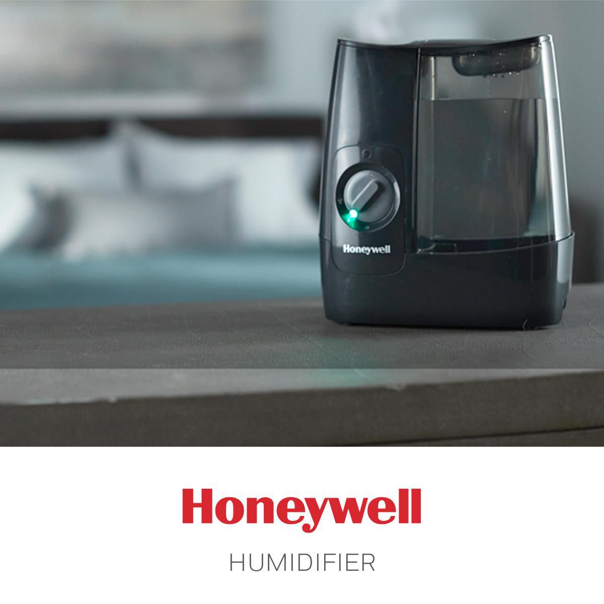 Honeywell HWM845BC Humidificateur à vapeur chaude apaisant et confortable,  noir, avec godet pour huiles essentielles, arrêt automatique, large
