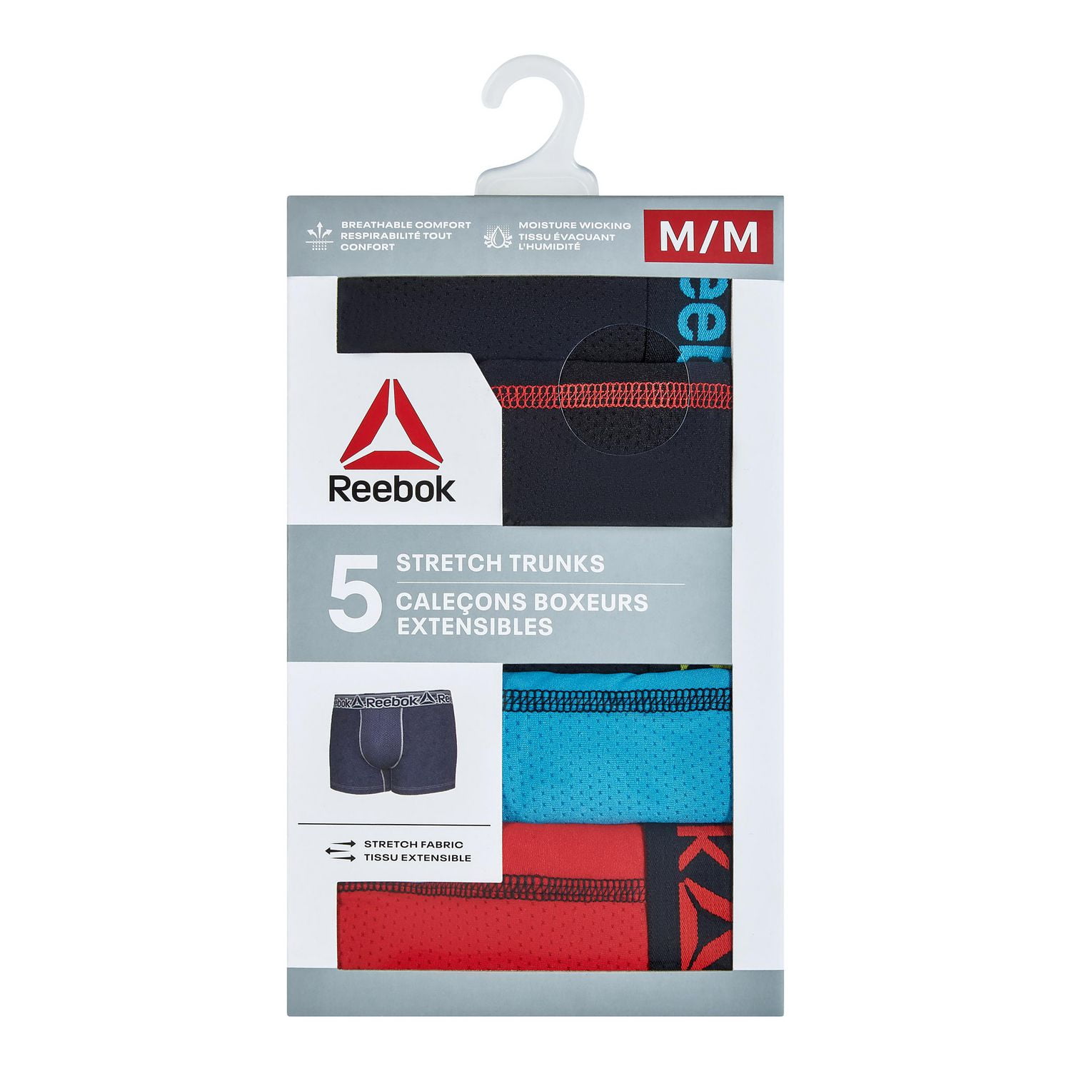 Paquet de 5 caleçons boxeurs courts extensibles Reebok