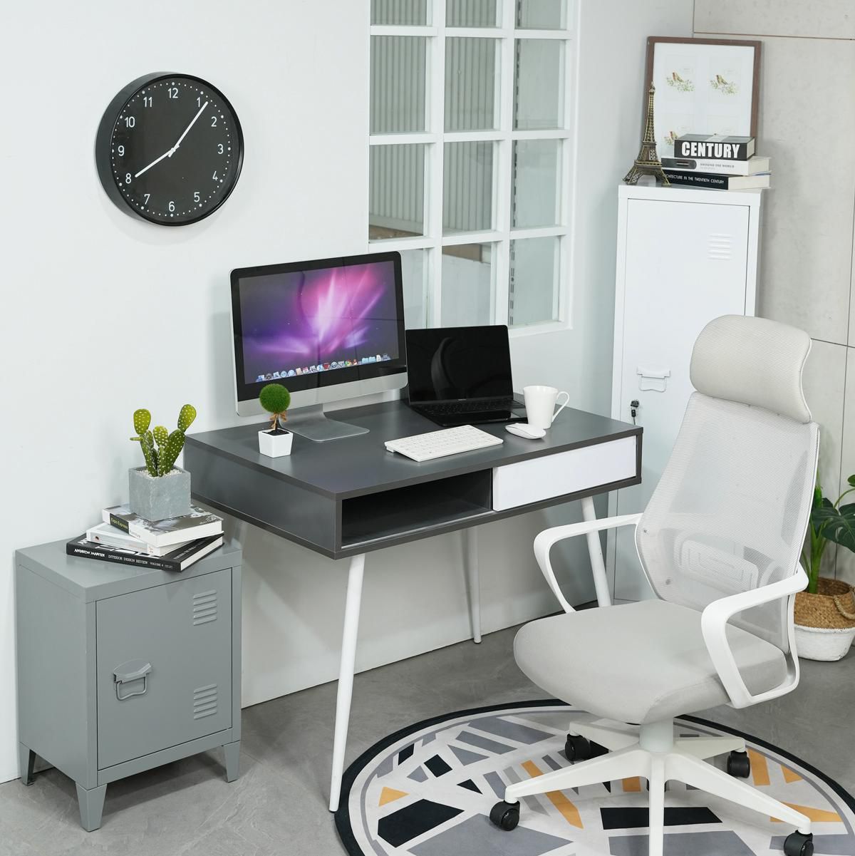 Homylin Bureau d'ordinateur simple moderne PC Latop Table Bureau d'étude  pour bureau à domicile, 39.4 pouces
