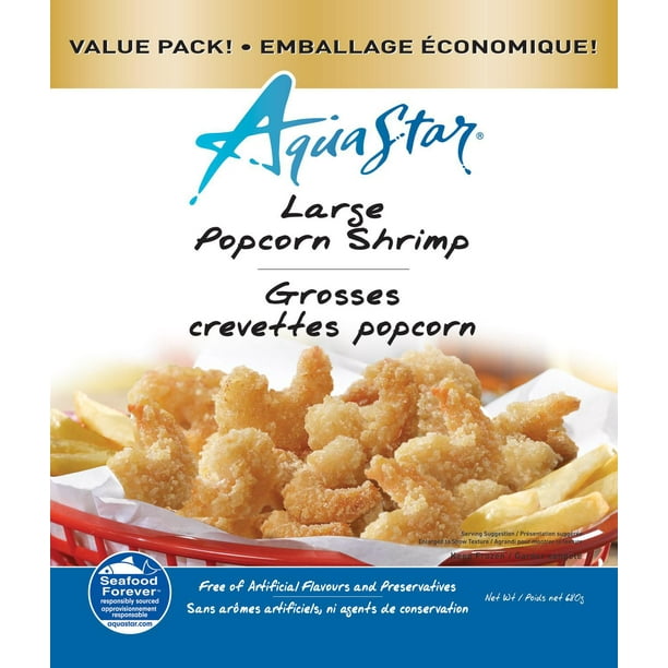 Grosses crevettes popcorn d'Aqua Star en emballage économique