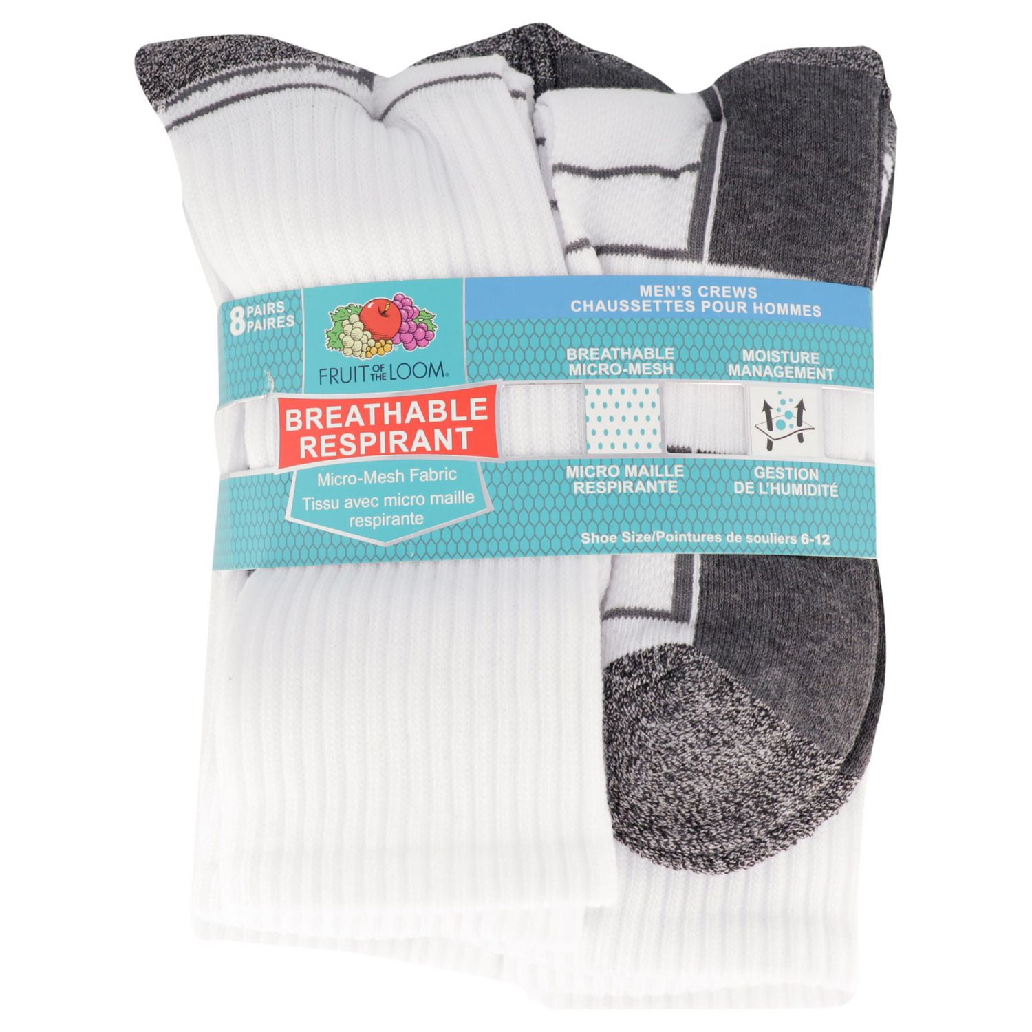 Fruit of the Loom - Chaussettes pour hommes 8 paires