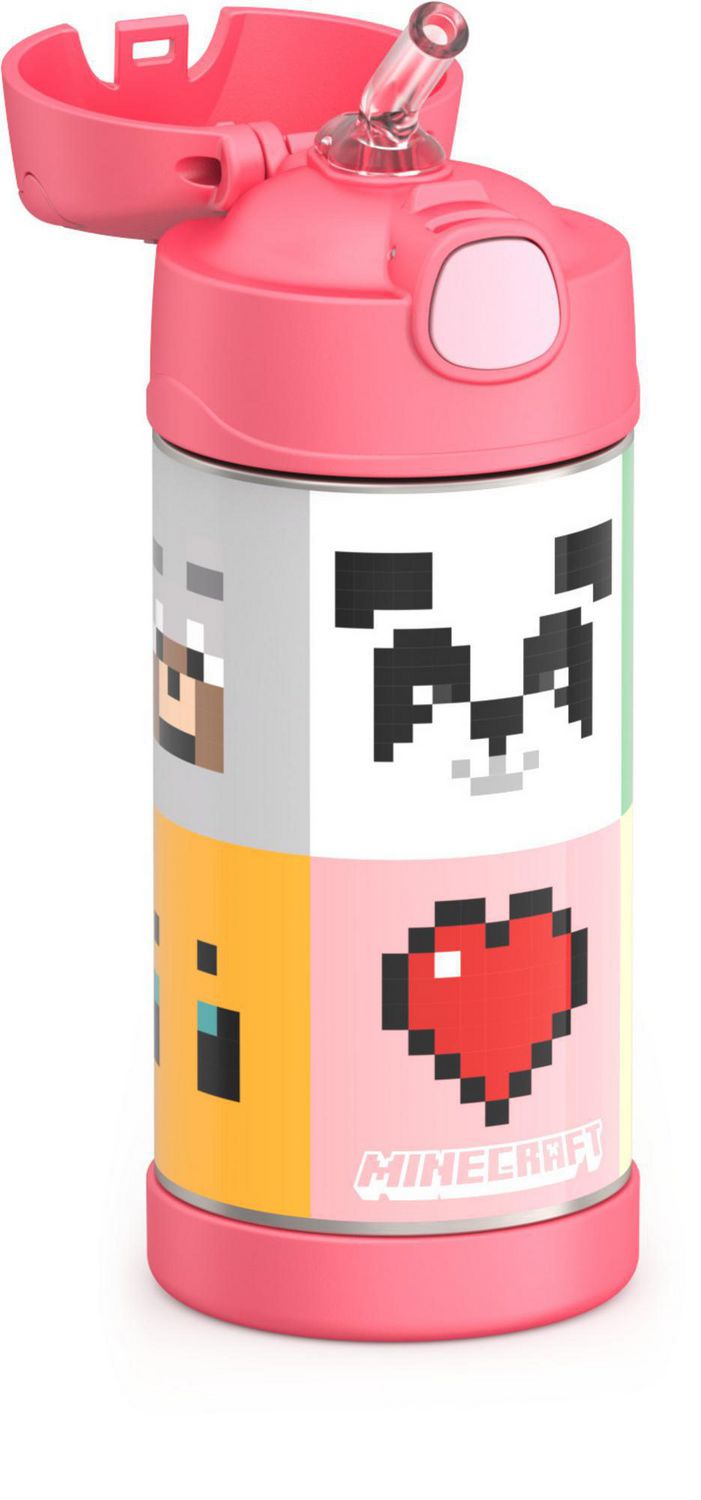 Bouteille d'eau FUNtainer avec paille, Minecraft Girl, 12oz