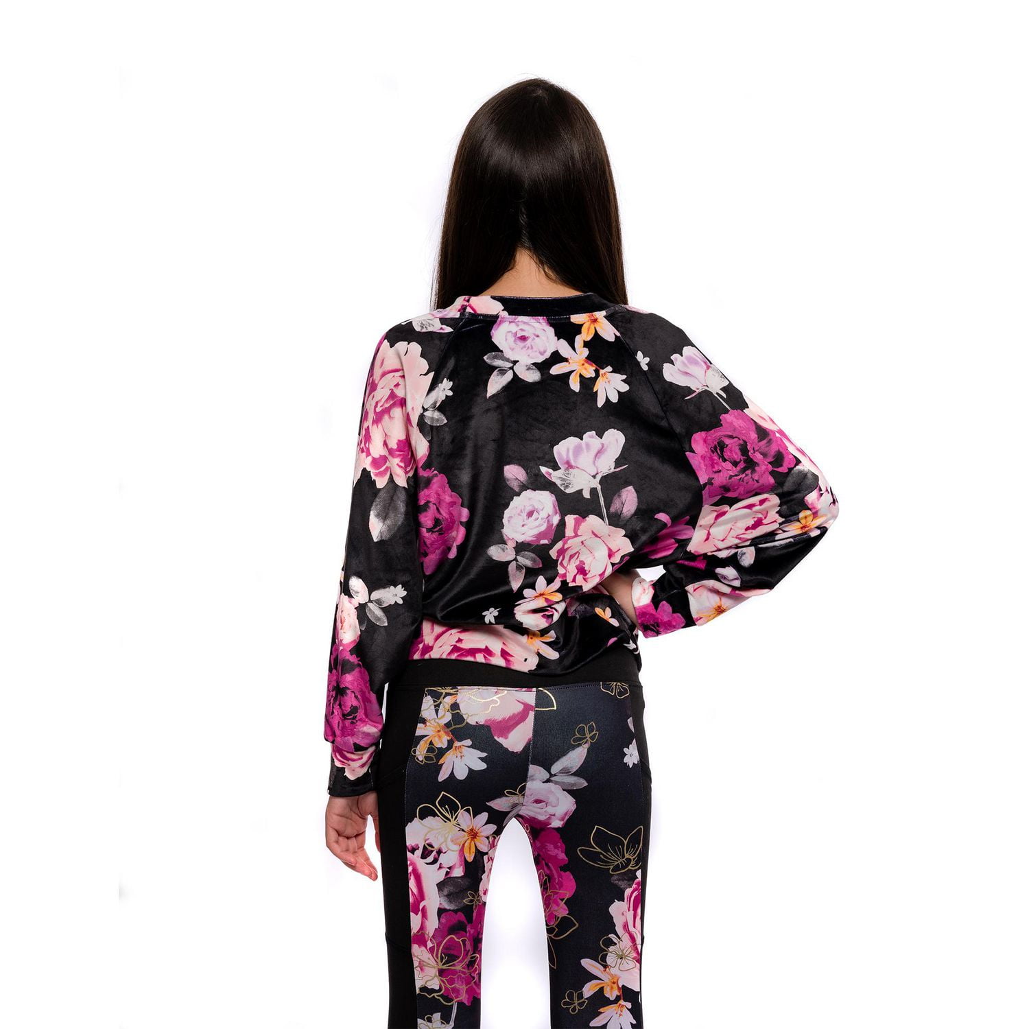 Girls Justice Big Flowers Long Sleeve Top