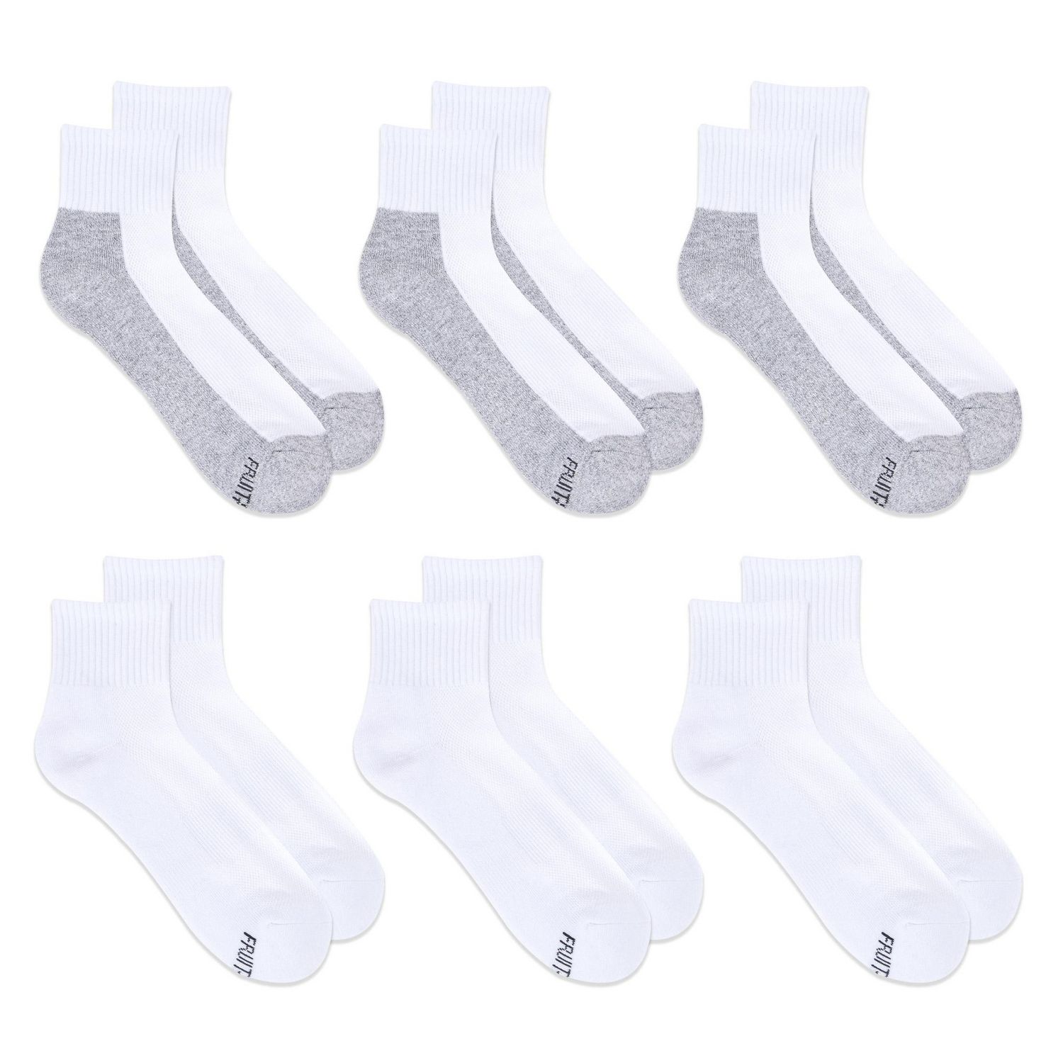 Chaussettes de cheville confortables toute la journée Fruit of the Loom pour hommes (paquet de 6)