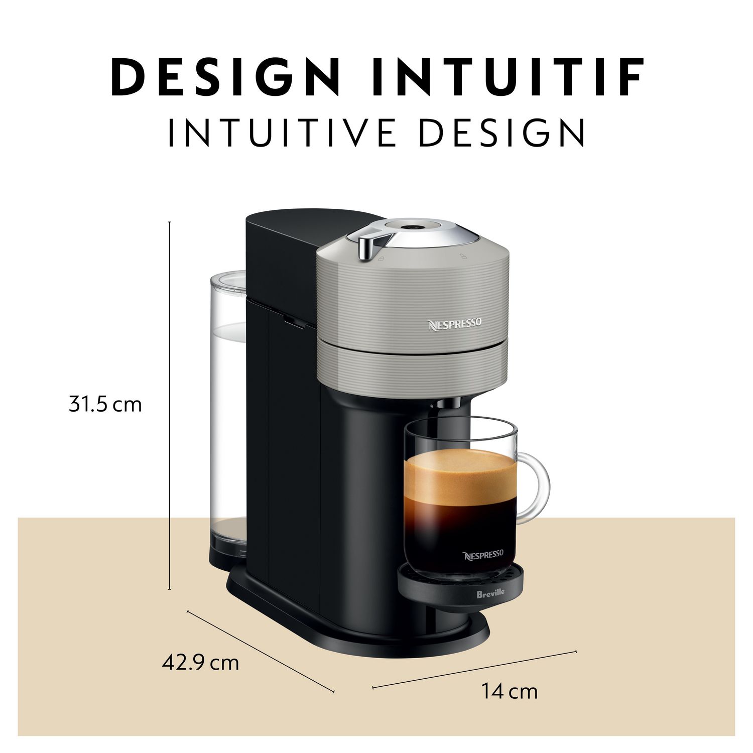 Breville Nespresso Vertuo Next Coffee and Espresso Machine with Aeroccino BNV550GRY1BUC1 