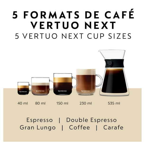 Machine à café et espresso Vertuo Next de Nespresso par Breville avec  mousseur à lait Aeroccino, Gris Clair 5 formats de tasse 