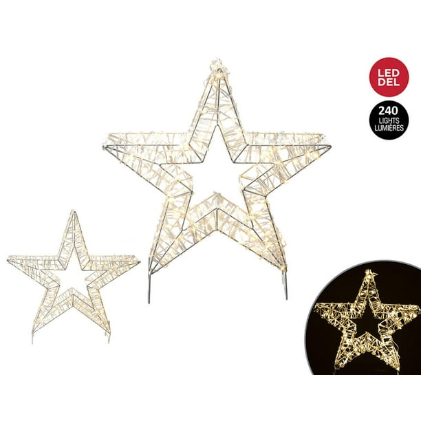 SET/2 WIRE STAR SCULPTURE, 240L WARM WHITE LED MICRODOT TAPE, 30CM/80L ...