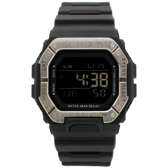 Montre Sport Numérique pour Homme – Noire avec Lunette Ton Argent