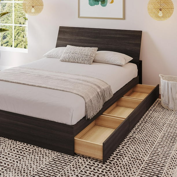 Nexera Tribeca 3 Drawer Storage Bed and Headboard, Ebony Walmart.ca