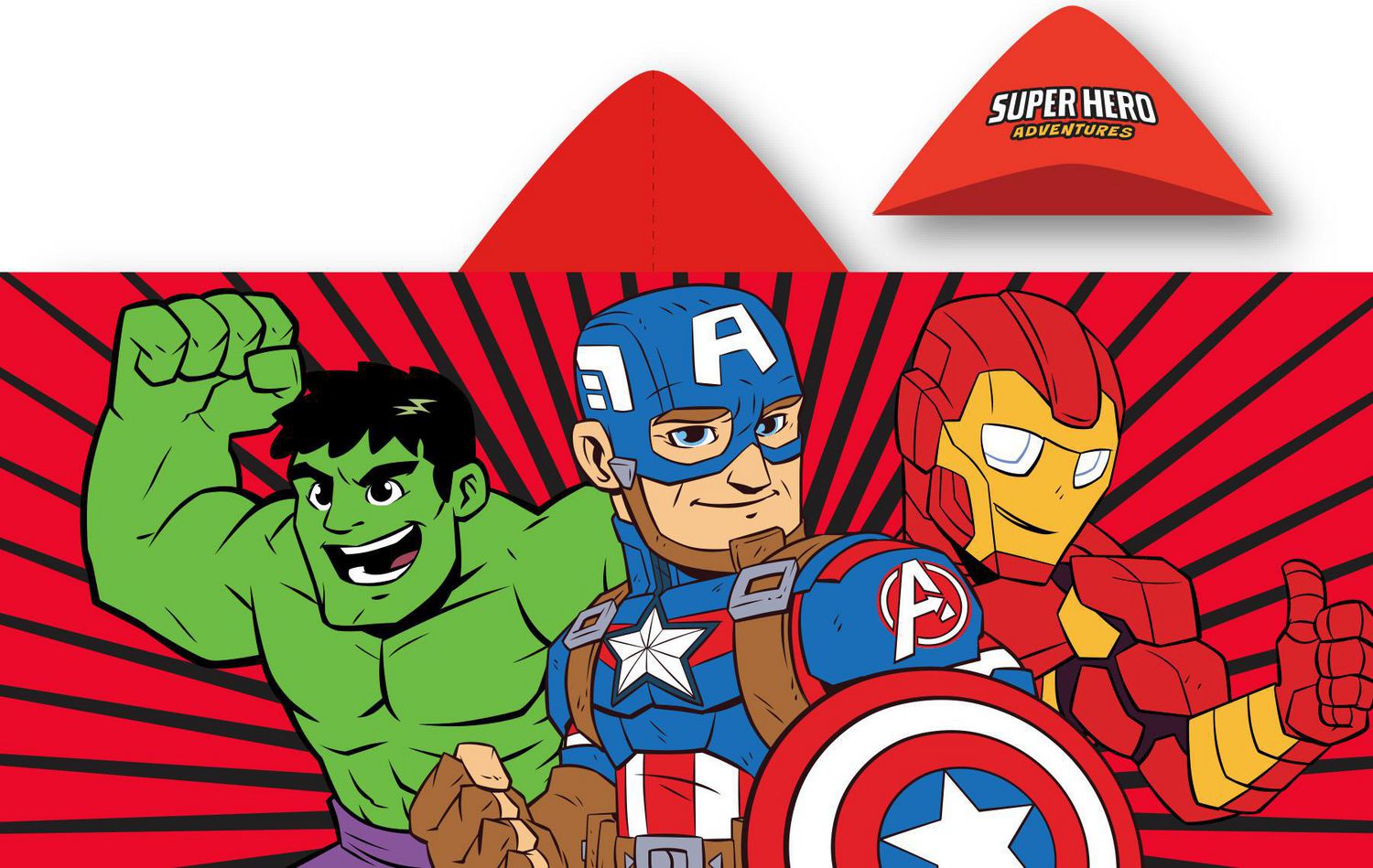 Marvel Avengers Hooded Towel  23"×51"  Captain America Hulk Ironman 