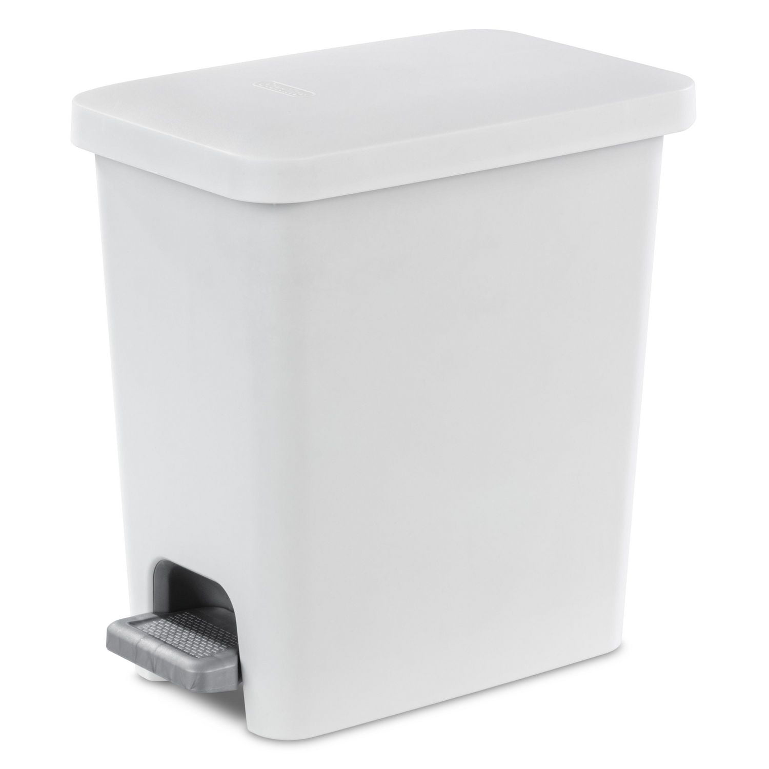 Sterilite 10.2 L Rectangular Step-on Wastebasket- White, 10.2 L 