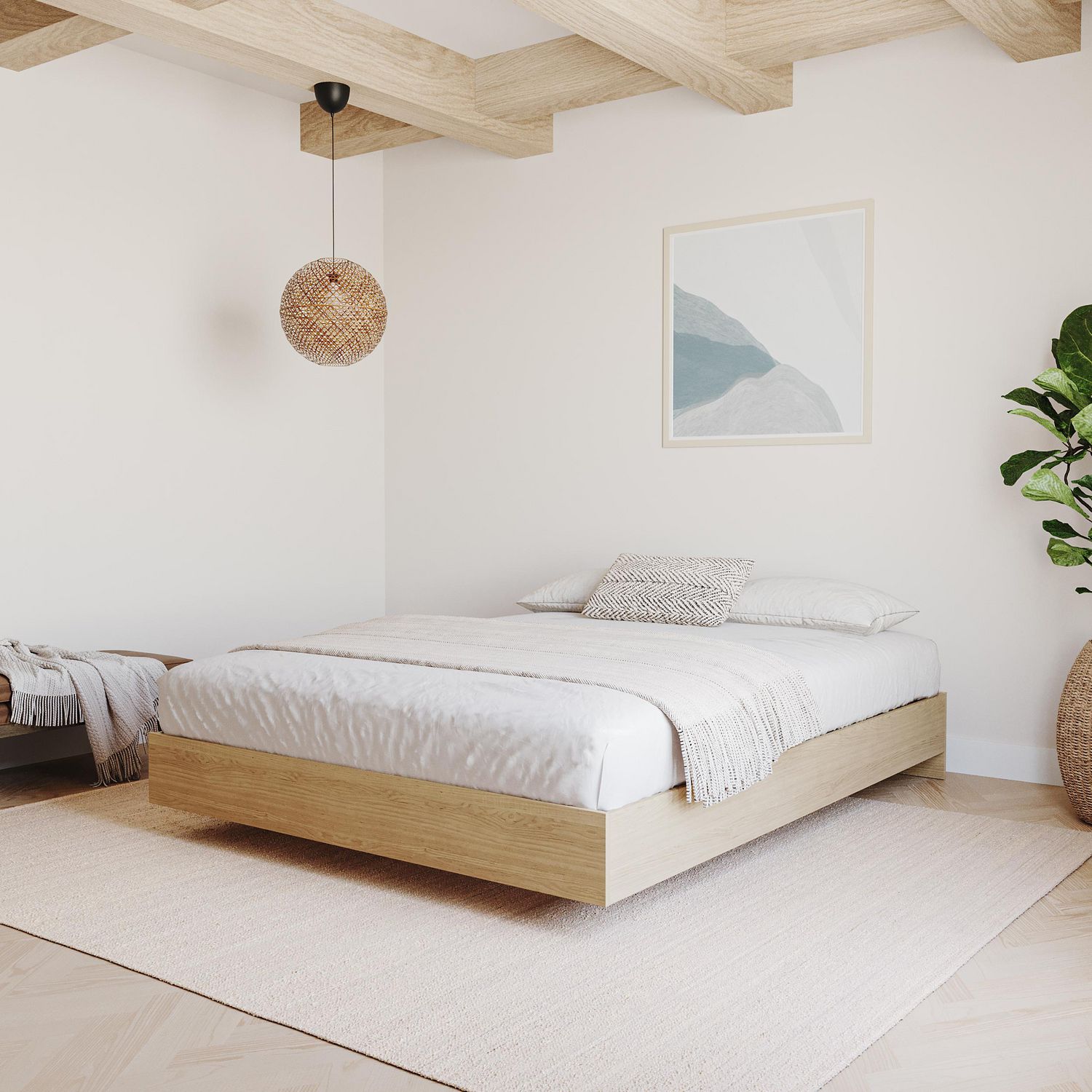 Nexera Nordik Platform Bed Natural Maple