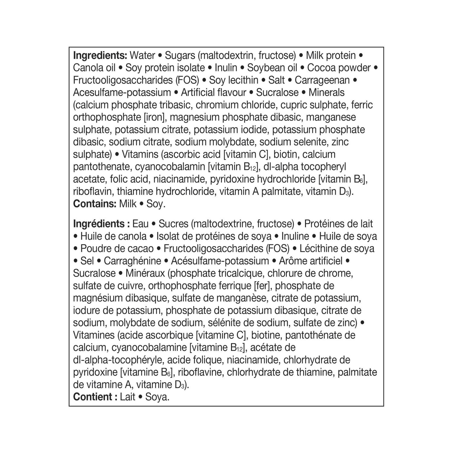 Substitut de repas diabétique au chocolat Equate 6 x 237 ml