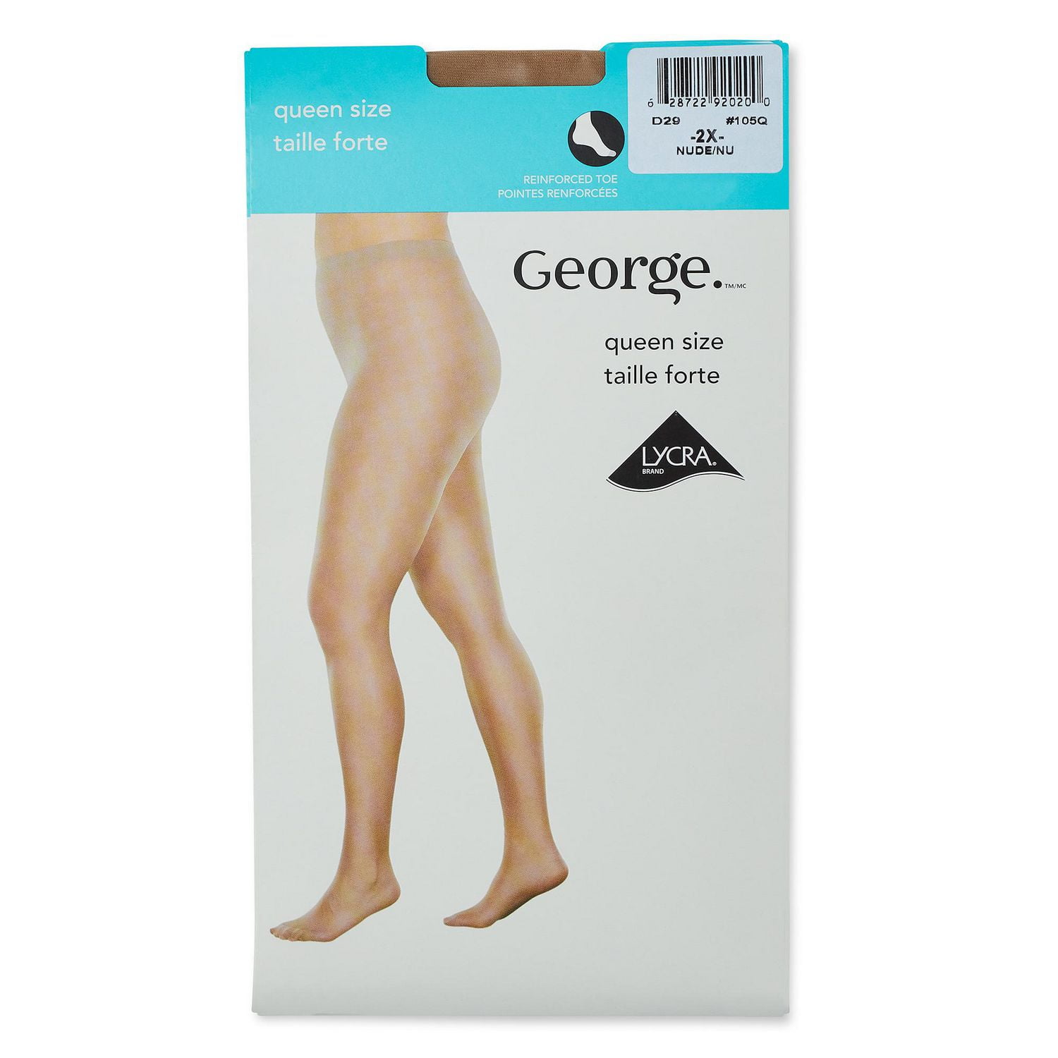 George Plus Women's Queen Size Pantyhose, Sizes 2X-4X 