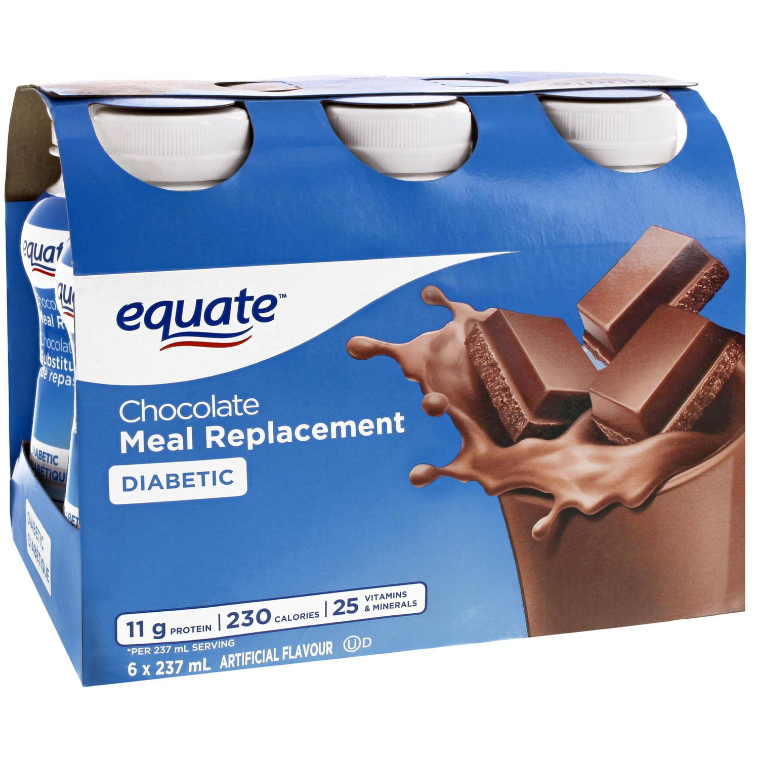 Substitut de repas diabétique au chocolat Equate 6 x 237 ml