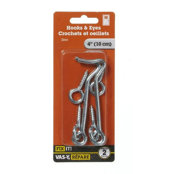 4 Zinc Hook & Eye 2 Pieces, Hook and Eyes are ideal for latching