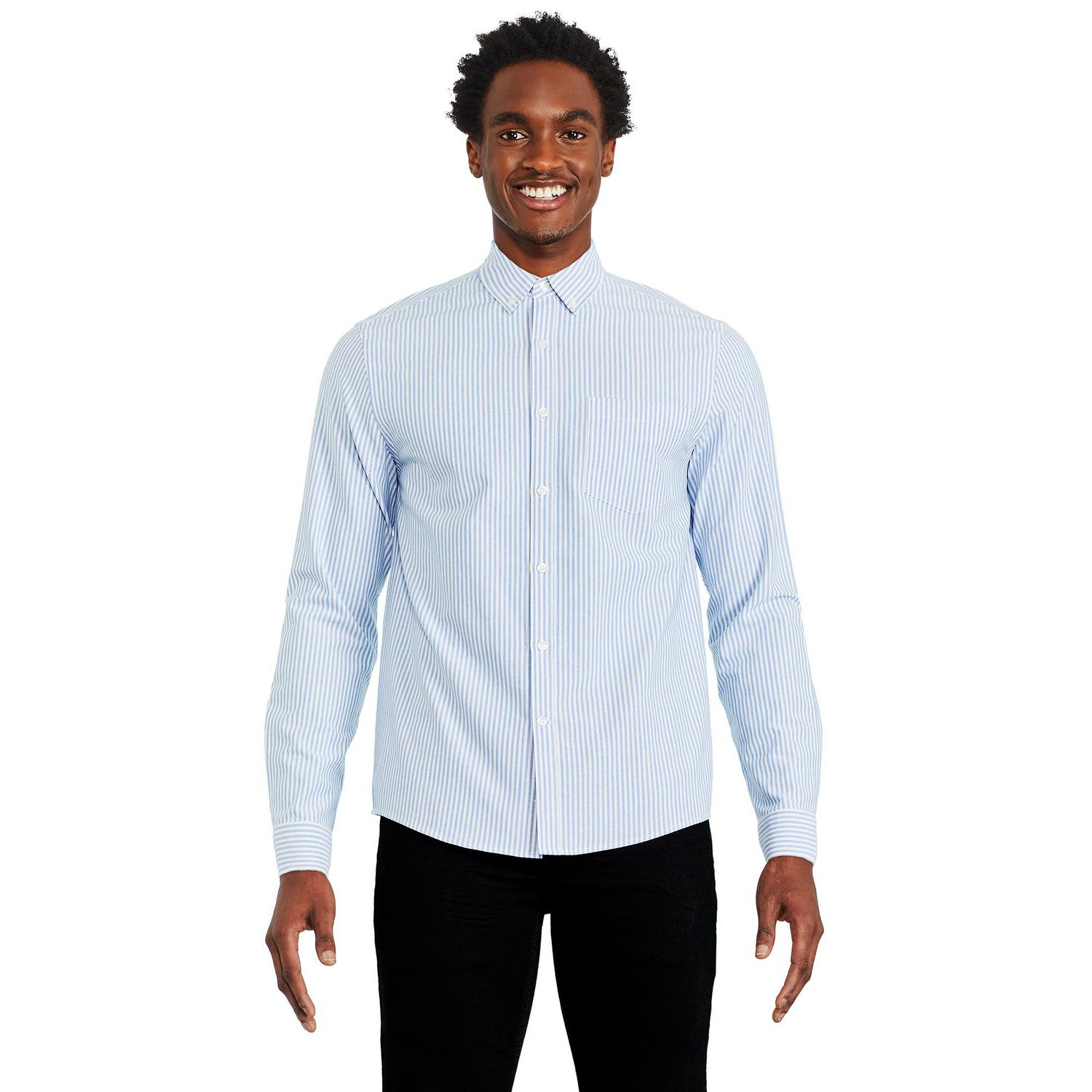 George Men's Striped Long Sleeve Oxford Shirt - Walmart.ca