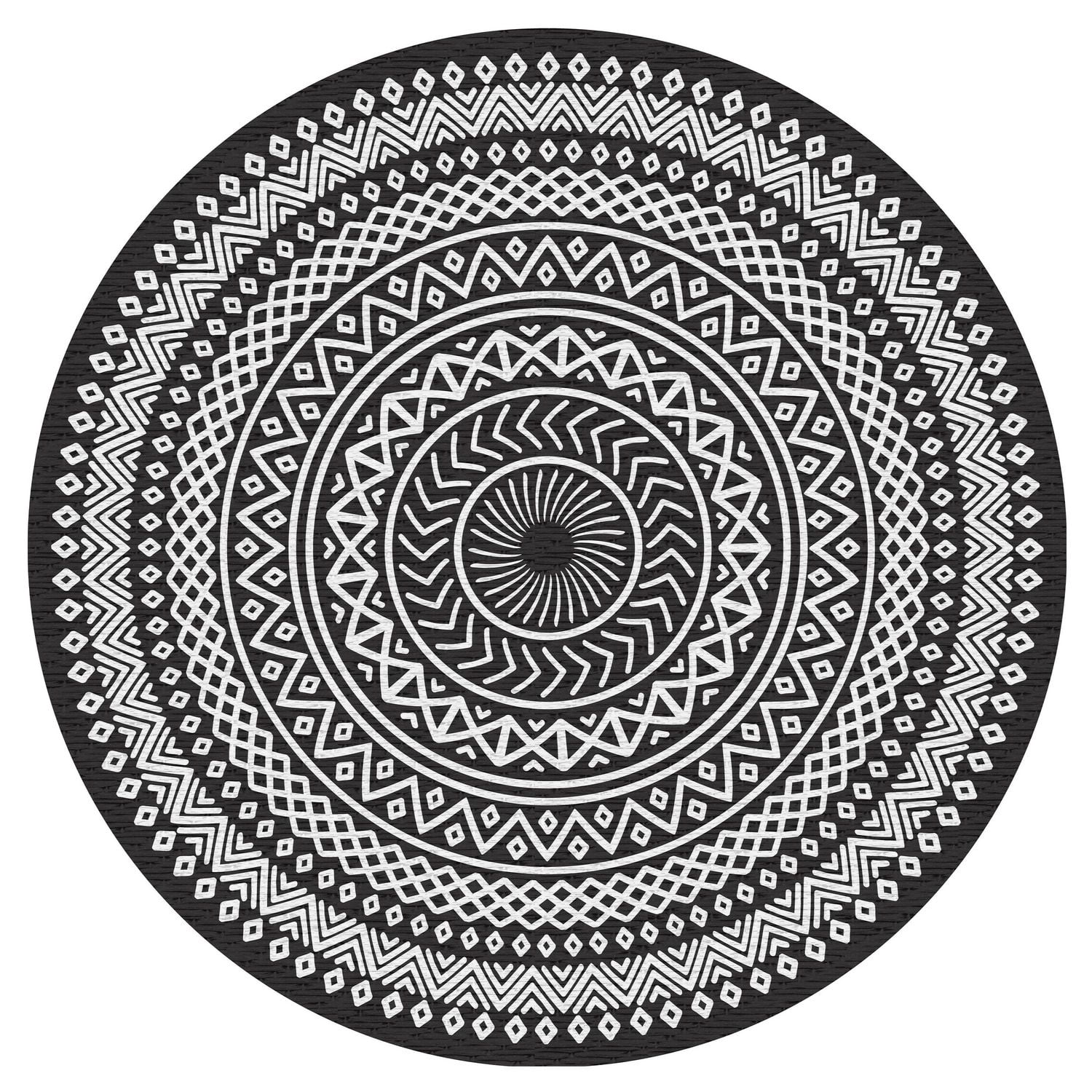 6 ft. x 6 ft. Black and White Round Indoor Outdoor Rug | Walmart Canada