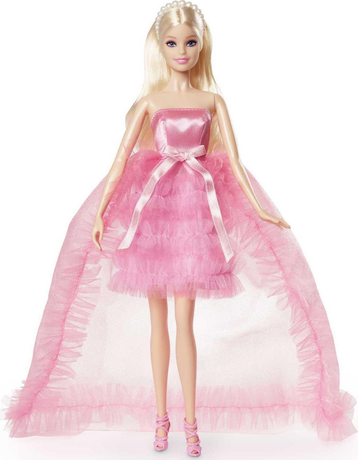 Poupée Collection Rose Barbie (Barbie Pink Collection) Barbie Signature 3,  blonde, avec corps Silkstone, vêtue d'une robe en mousseline volantée,  cadeau pour les collectionneurs 
