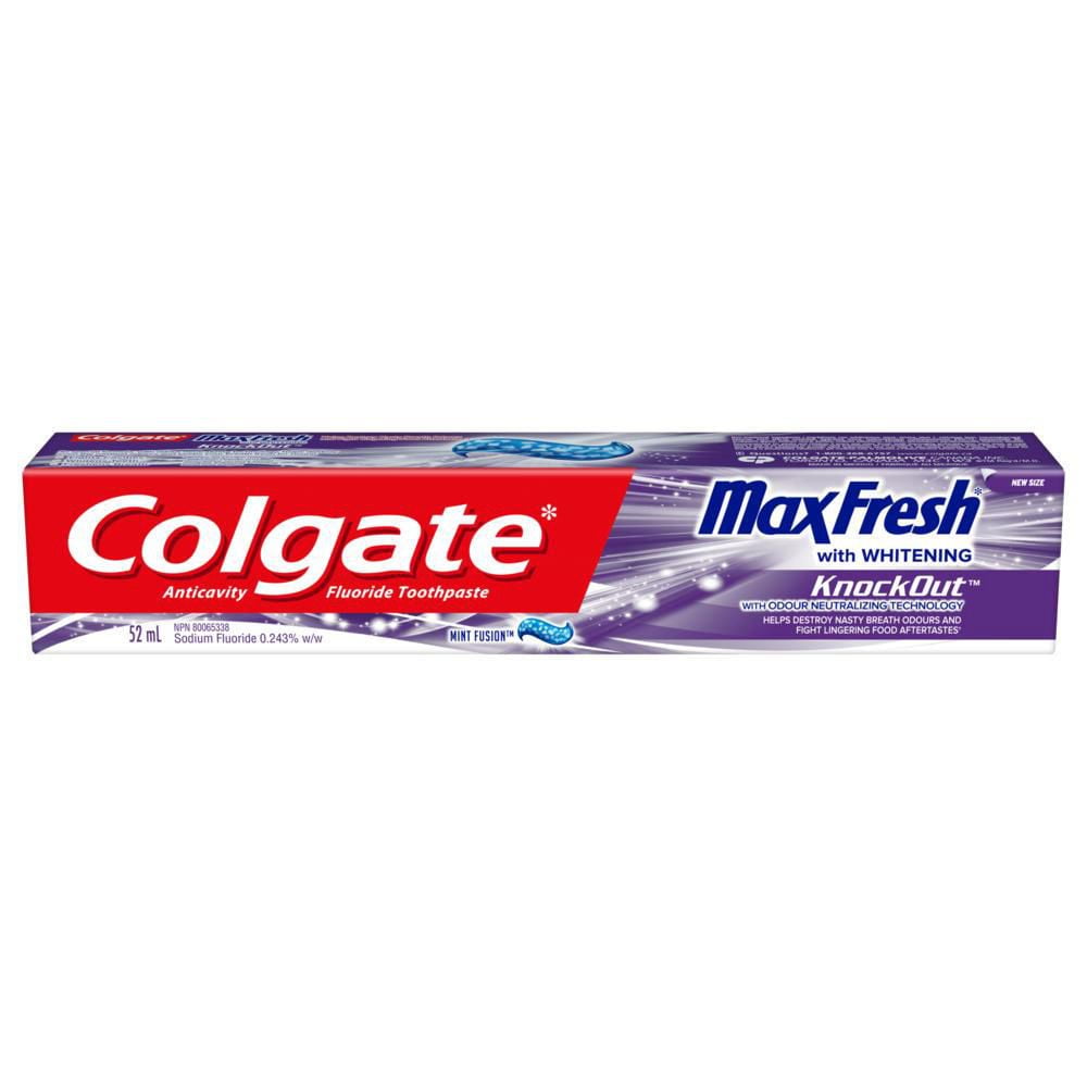 Colgate Max Fresh Knockout Toothpaste with Mini Breath Strips, Electric ...