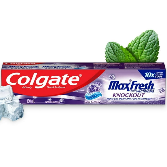 Colgate Max Fresh Knockout Toothpaste with Mini Breath Strips, Electric Mint, 150 mL