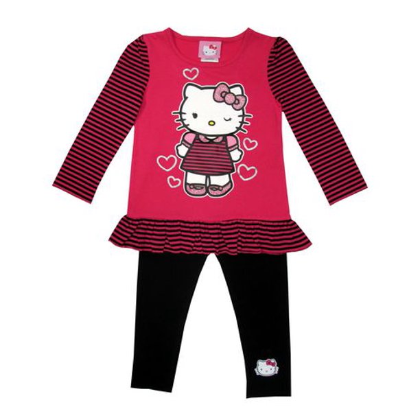 Chandail à manches longues Hello Kitty avec volant de tulle et leggings pour filles
